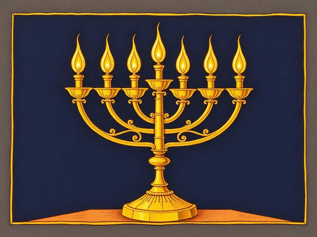 Ilustração de Candelabro de ouro (Menorá)